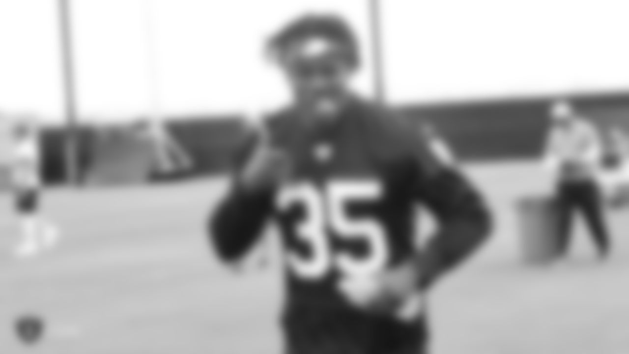Raiders safety Curtis Riley (35) at an Organized Team Activity (OTA) at the Raiders Practice Facility in Alameda, Calif.