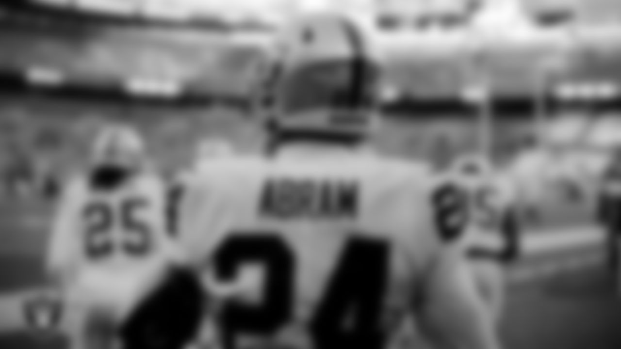 Las Vegas Raiders safety Johnathan Abram (24) walks down the tunnel before the regular season away game against the Cleveland Browns.
