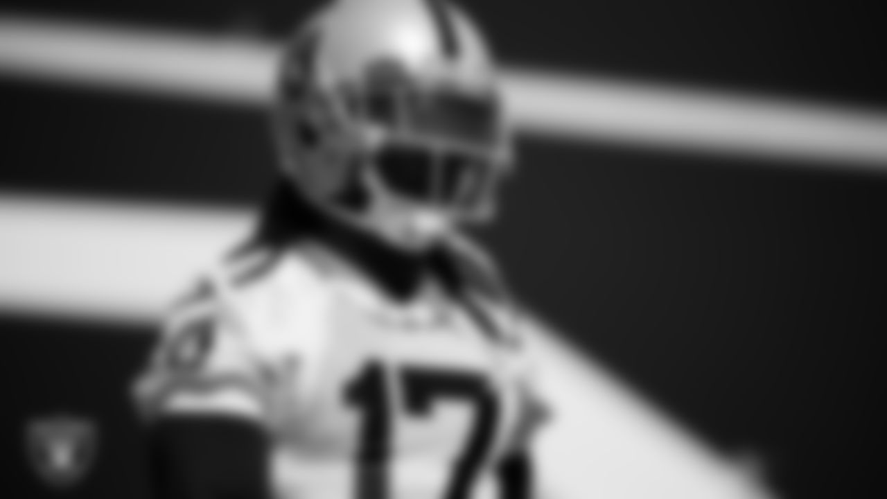 Las Vegas Raiders wide receiver Davante Adams (17) during practice at Intermountain Healthcare Performance Center.