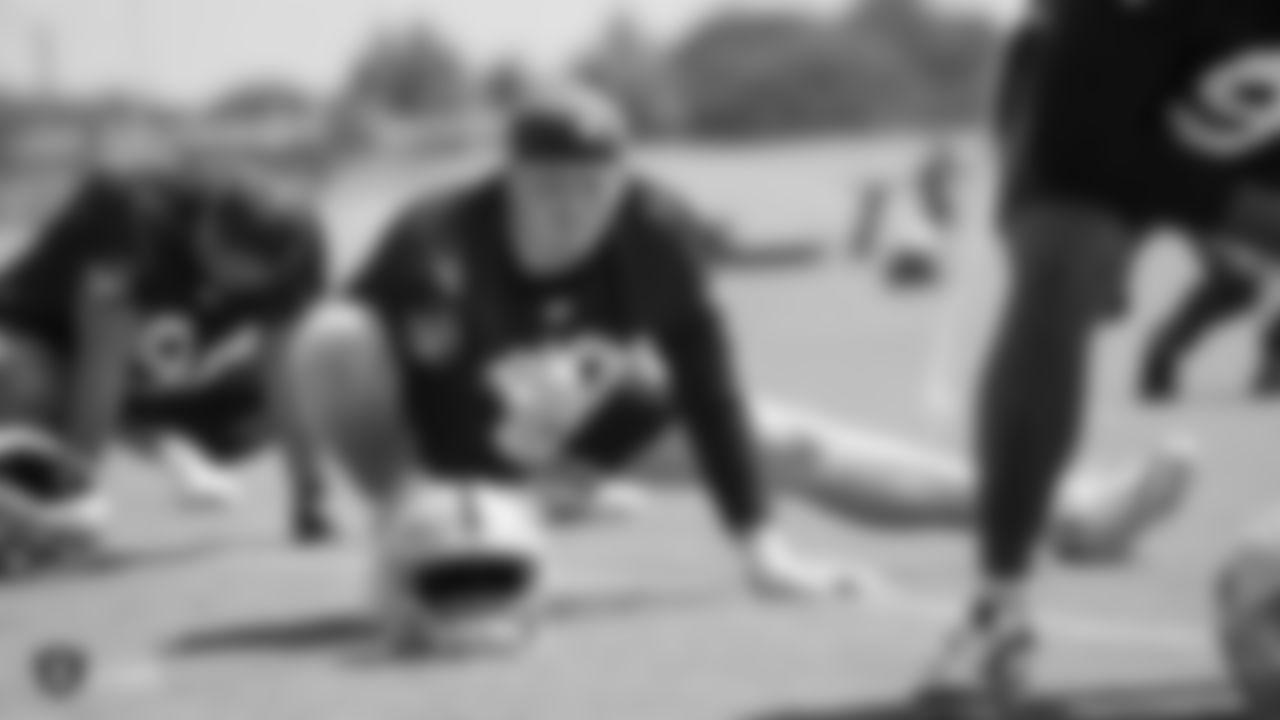 Raiders defensive end Maxx Crosby (98) at an Organized Team Activity (OTA) at the Raiders Practice Facility in Alameda, Calif.