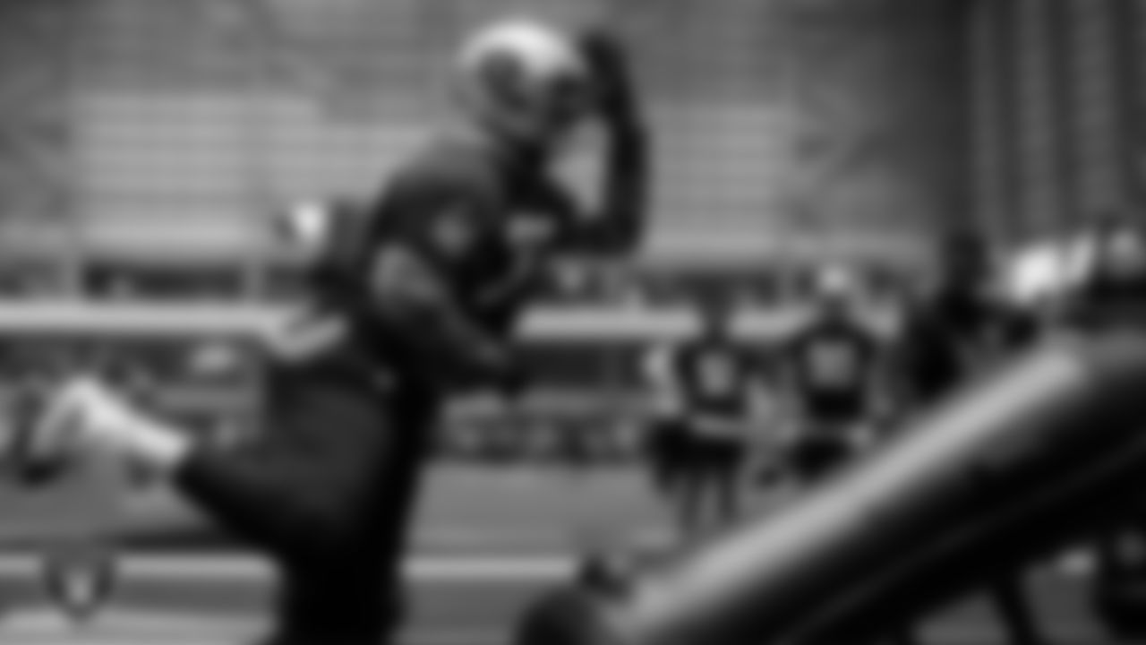 Las Vegas Raiders defensive tackle Quinton Jefferson (77) during practice at Intermountain Healthcare Performance Center.