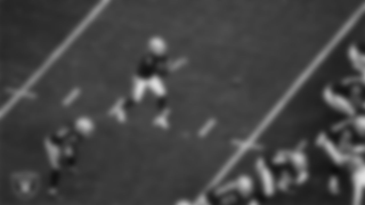 Las Vegas Raiders quarterback Jarrett Stidham (3) receives the snap during the regular season home game against the San Francisco 49ers at Allegiant Stadium.