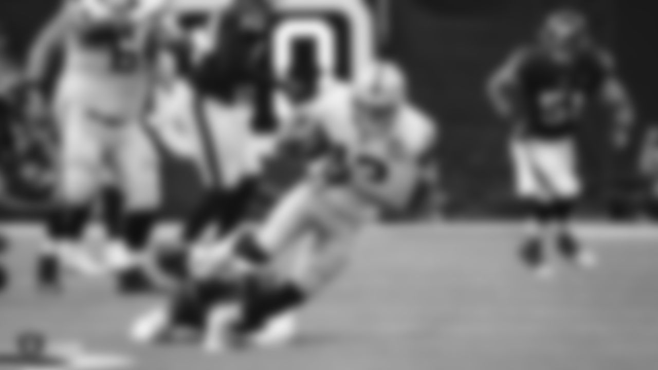 Raiders wide receiver Hunter Renfrow (13) runs after making a catch for a 65-yard touchdown during the regular season game against the Houston Texans.