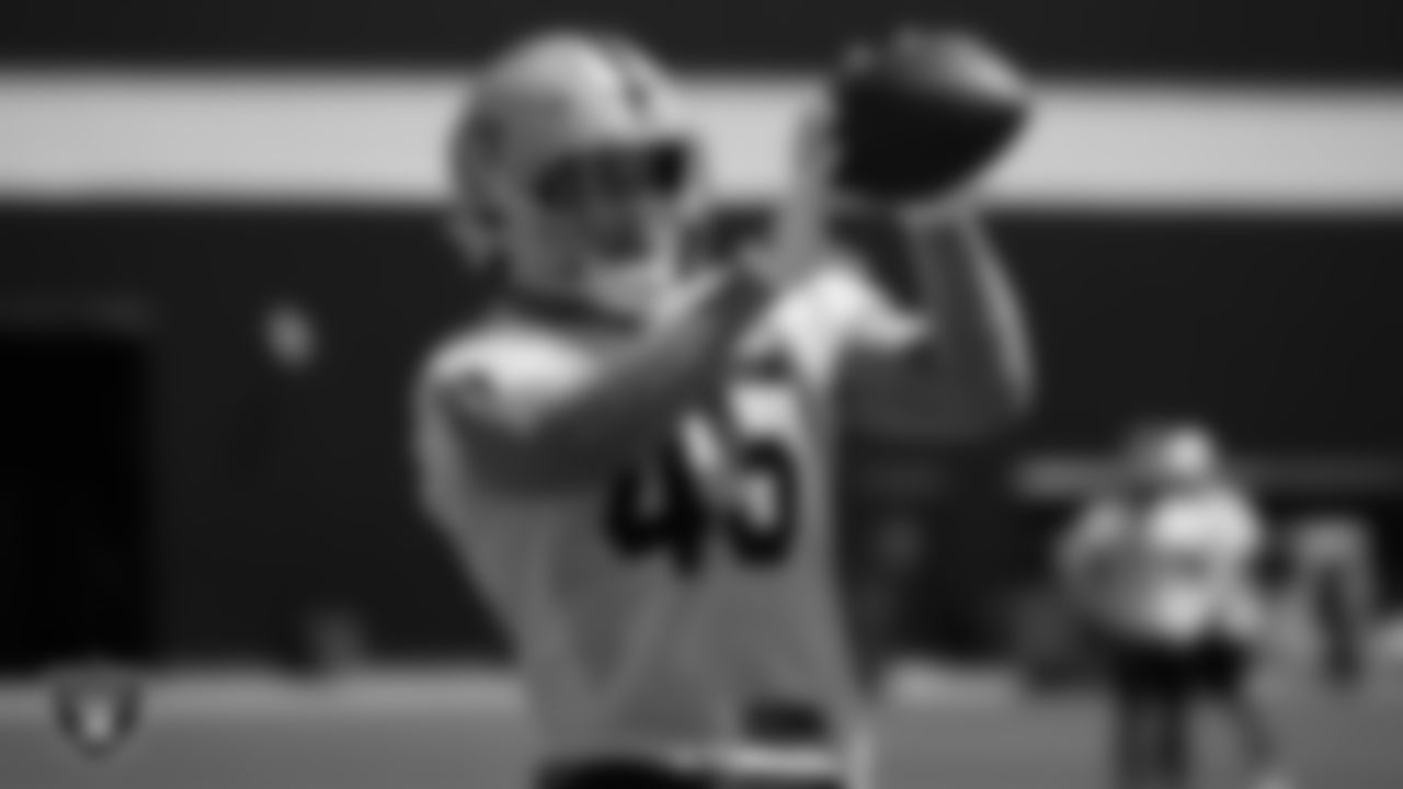 Las Vegas Raiders fullback Alec Ingold (45) at an Organized Team Activity (OTA).