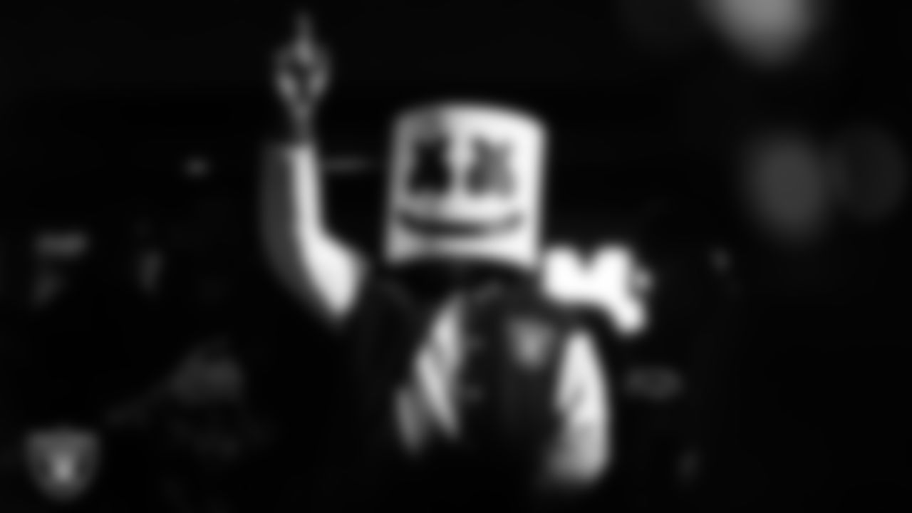Music producer and DJ Marshmello during halftime at the Las Vegas Raiders regular season home game against the Kansas City Chiefs.