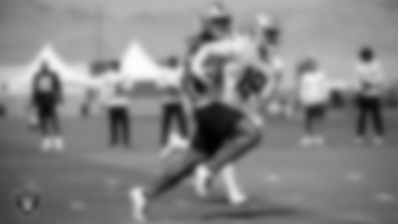 Las Vegas Raiders wide receiver DJ Turner (19) on the field for practice at 2022 Training Camp at Intermountain Healthcare Performance Center.