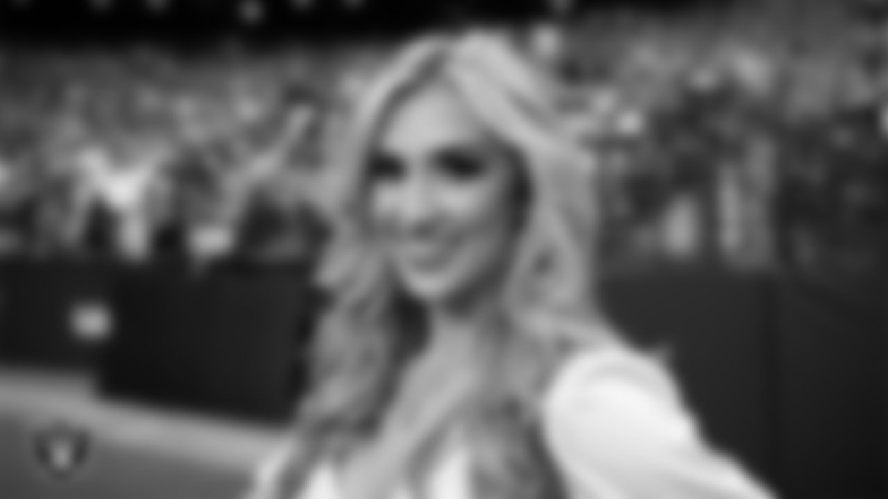 Raiderette Taylor on the sidelines during the regular season home game against the Chicago Bears.