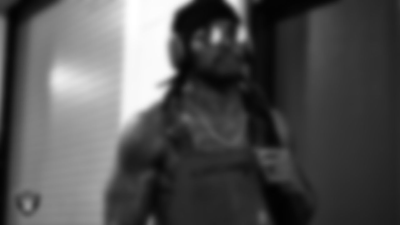 Las Vegas Raiders running back Brandon Bolden (34) arrives to the regular season away game against the Pittsburgh Steelers at Acrisure Stadium.