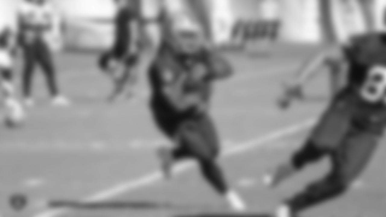 Oakland Raiders running back Jalen Richard (30) on the field for practice at the Oakland Raiders Practice Facility, Monday, November 5, 2018, in Alameda, California.