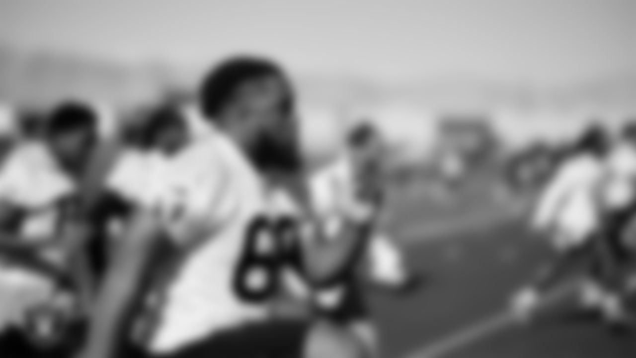 Las Vegas Raiders guard Dylan Parham (66) at a workout during phase two of the offseason program.