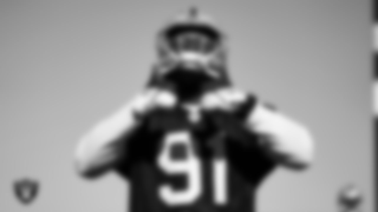 Las Vegas Raiders defensive end Yannick Ngakoue (91) during practice at Intermountain Healthcare Performance Center.