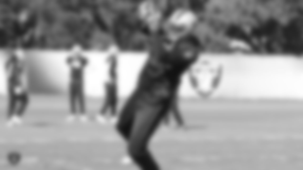 Oakland Raiders wide receiver Brandon LaFell (19) on the field for practice at The Oakland Raiders Practice Facility, Wednesday, October 24, 2018, in Alameda, California.