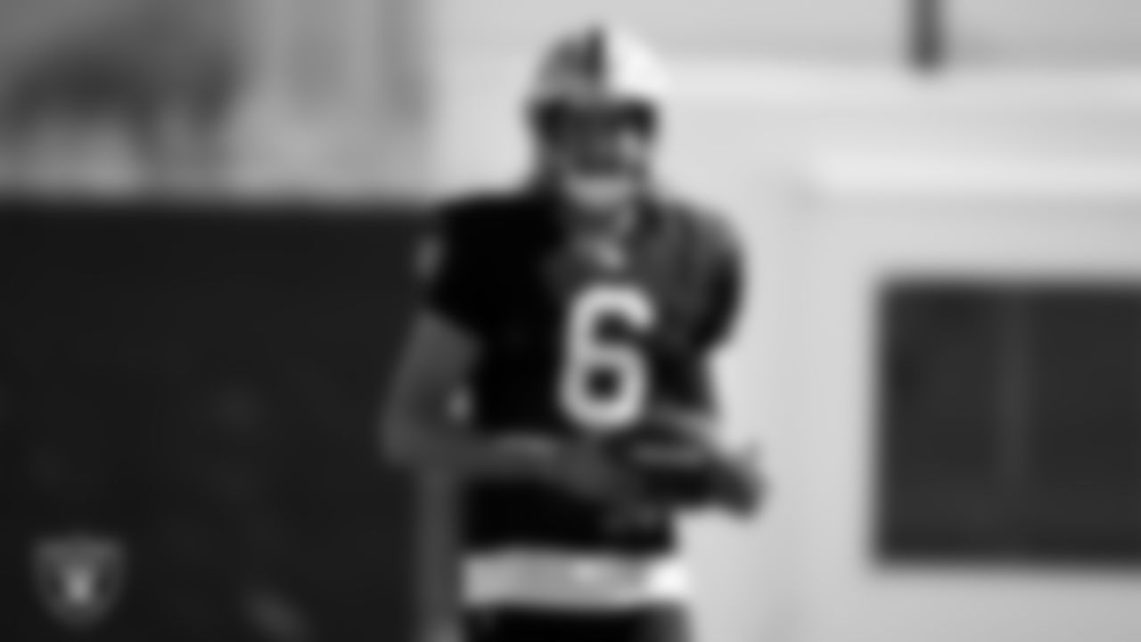 Las Vegas Raiders punter AJ Cole (6) during practice at Intermountain Healthcare Performance Center.