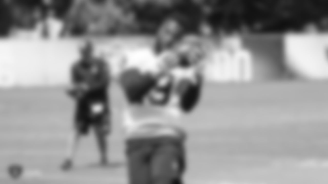 Oakland Raiders wide receiver Brandon LaFell (19) on the field for practice at the Oakland Raiders Practice Facility, Wednesday, September 12, 2018, in Alameda, California.
