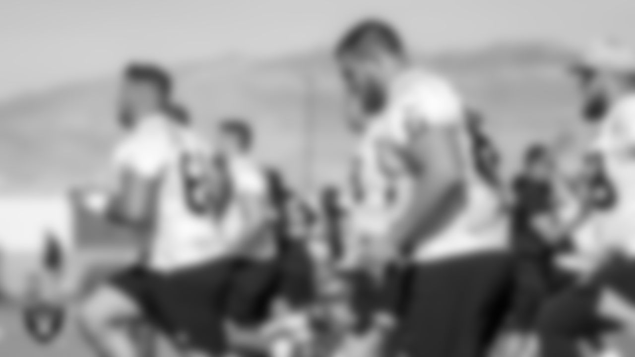 Las Vegas Raiders center Brett Heggie (62) at a workout during phase two of the offseason program.