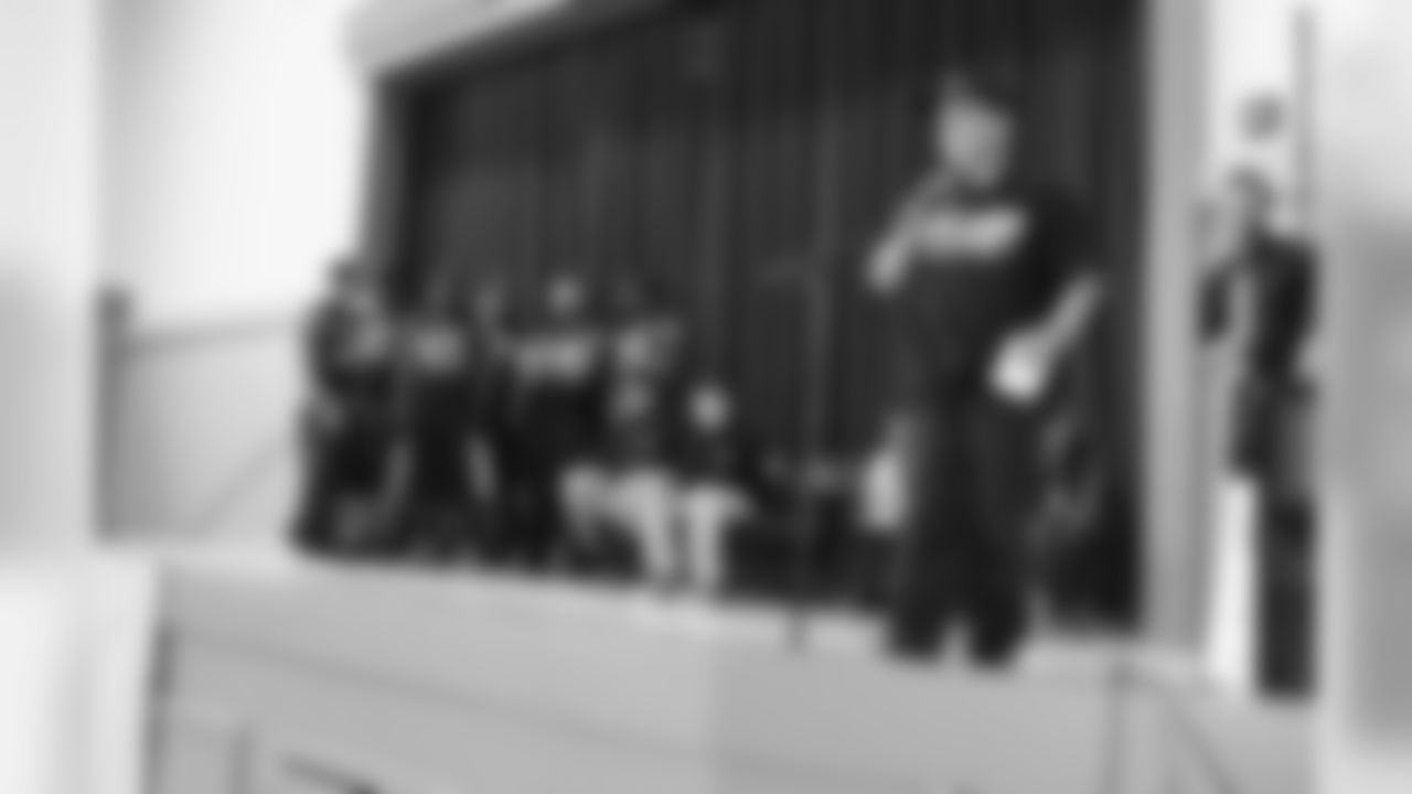 The Raiders listen is as an Ascend student asks his question.