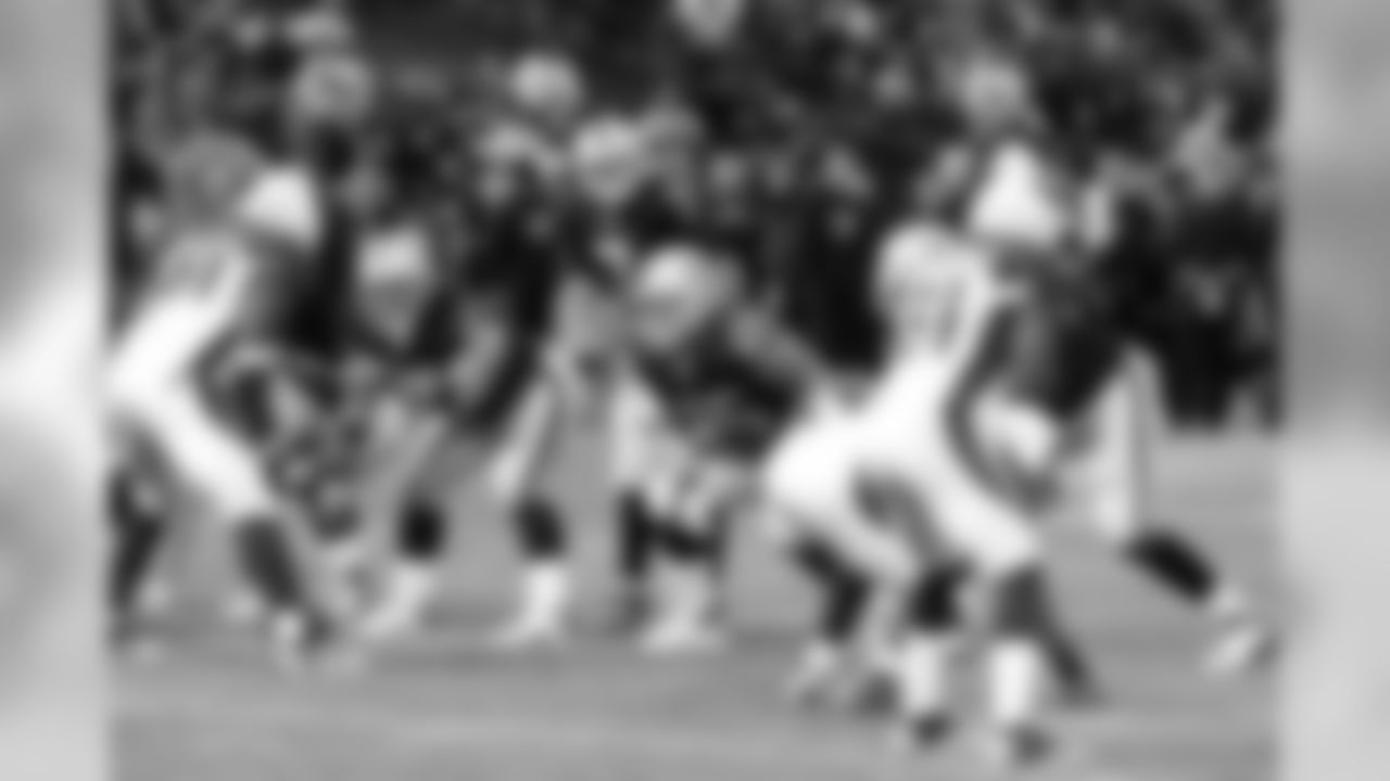 The Raiders offensive line sets in front of QB Kyle Boller.