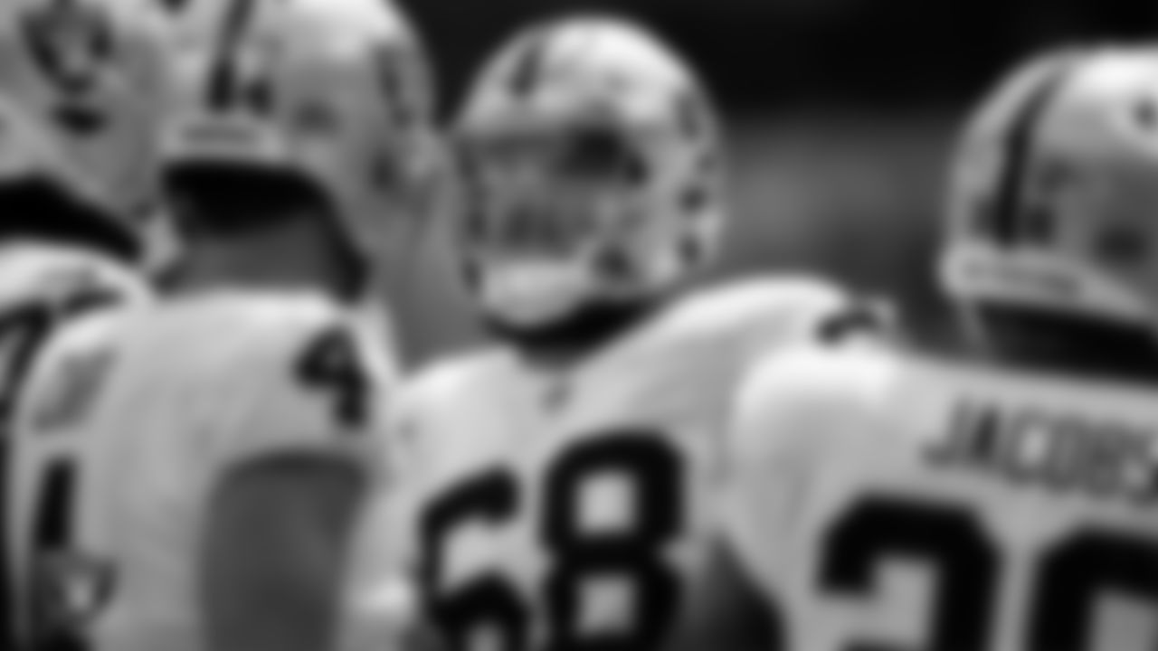 Las Vegas Raiders center Andre James (68) during the regular season away game against the Los Angeles Chargers at SoFi Stadium.
