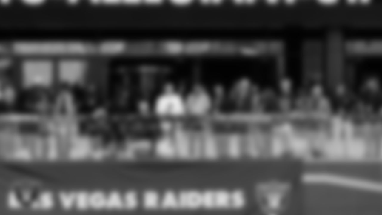 Las Vegas Raiders ownership, alumni and local dignitaries take part in the ribbon cutting of Allegiant Stadium before the game between the Las Vegas Raiders and the Seattle Seahawks.