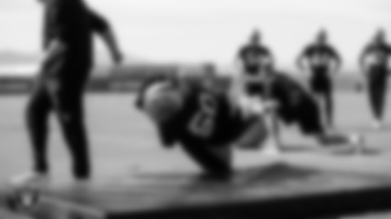 Las Vegas Raiders linebacker Nicholas Morrow (50) during practice.