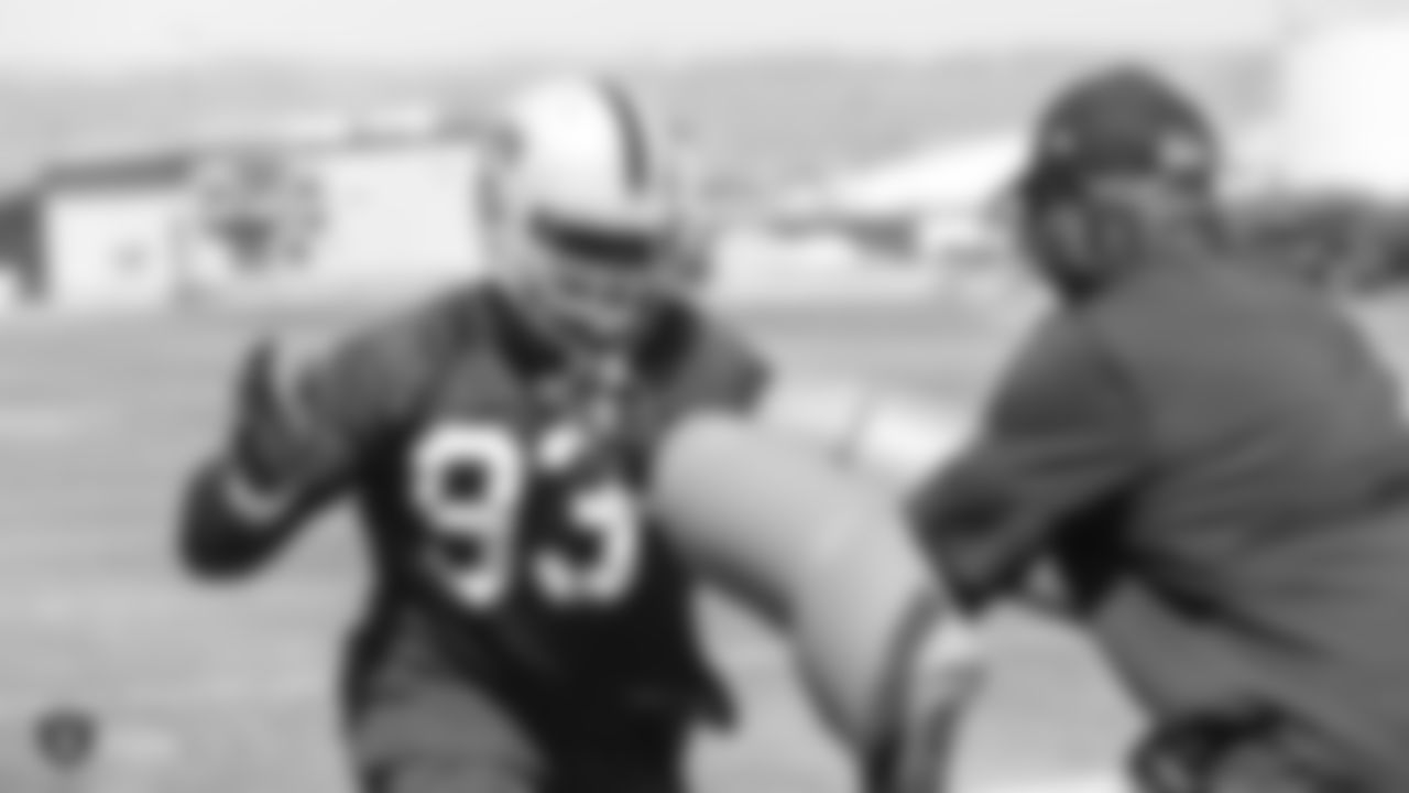 Oakland Raiders defensive tackle Ahtyba Rubin (93) at a Mandatory Mini Camp at the Oakland Raiders Practice Facility, Tuesday, June 12, 2018, in Alameda, California.
