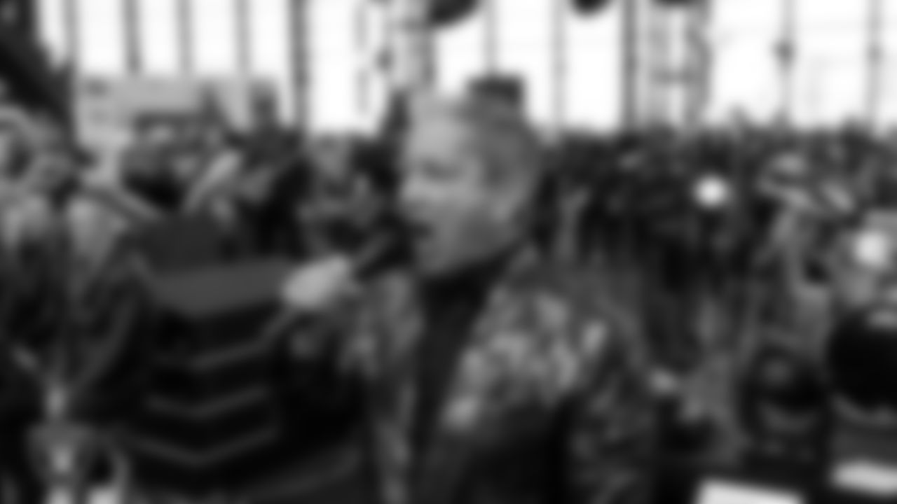 UFC octagon announcer Bruce Buffer pumps up the crowd before the Las Vegas Raiders' regular season home game against the Denver Broncos at Allegiant Stadium.