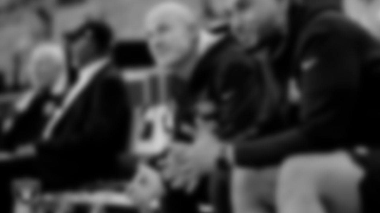 Las Vegas Raiders tight ends coach Austin King on the bench before the regular season home game against the Los Angeles Chargers at Allegiant Stadium.