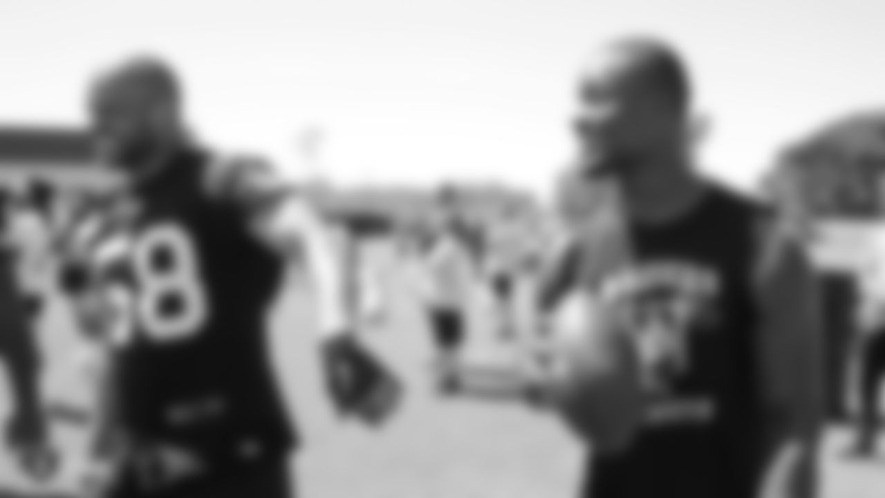 Raiders linebacker Kyle Wilber (58) and linebacker Tahir Whitehead (59) at a Mandatory Minicamp at the Raiders Practice Facility in Alameda, Calif.