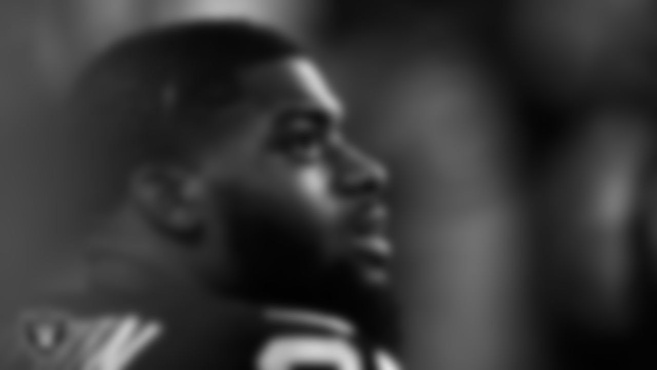 Las Vegas Raiders cornerback Amik Robertson (21) on the bench during the preseason home game against the Seattle Seahawks at Allegiant Stadium.