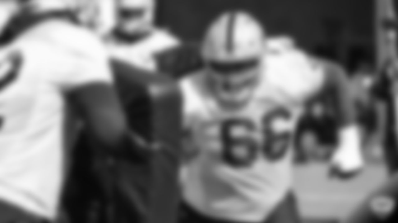 Raiders guard Gabe Jackson (66) on the field for practice at 2019 Training Camp.