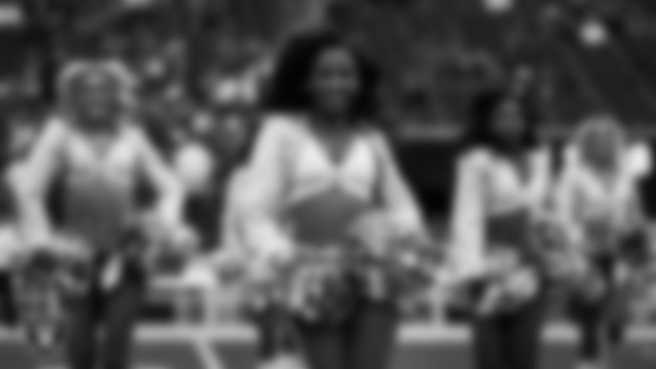 Raiderette Jekailah performs on the field before the regular season home game against the Denver Broncos at Allegiant Stadium.