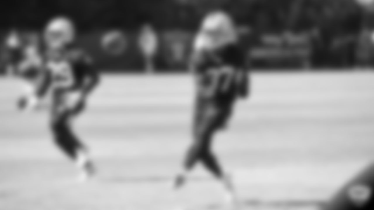 Raiders cornerback Dylan Mabin (37) on the field for practice at 2019 Training Camp.