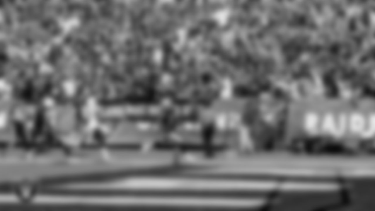 The Raiders during the regular season home game against the San Diego Chargers at Oakland-Alameda County Coliseum, Sunday, October 9, 2016, in Oakland, Calif.
