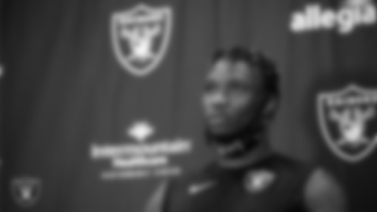 Las Vegas Raiders wide receiver Henry Ruggs III (11) at a press conference following a walk through at 2020 Training Camp.