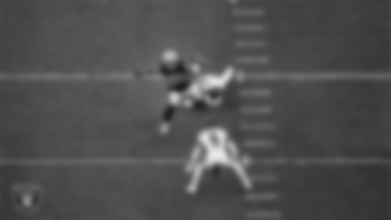 Las Vegas Raiders running back Josh Jacobs (28) rushes during the regular season home game against the Houston Texans at Allegiant Stadium.