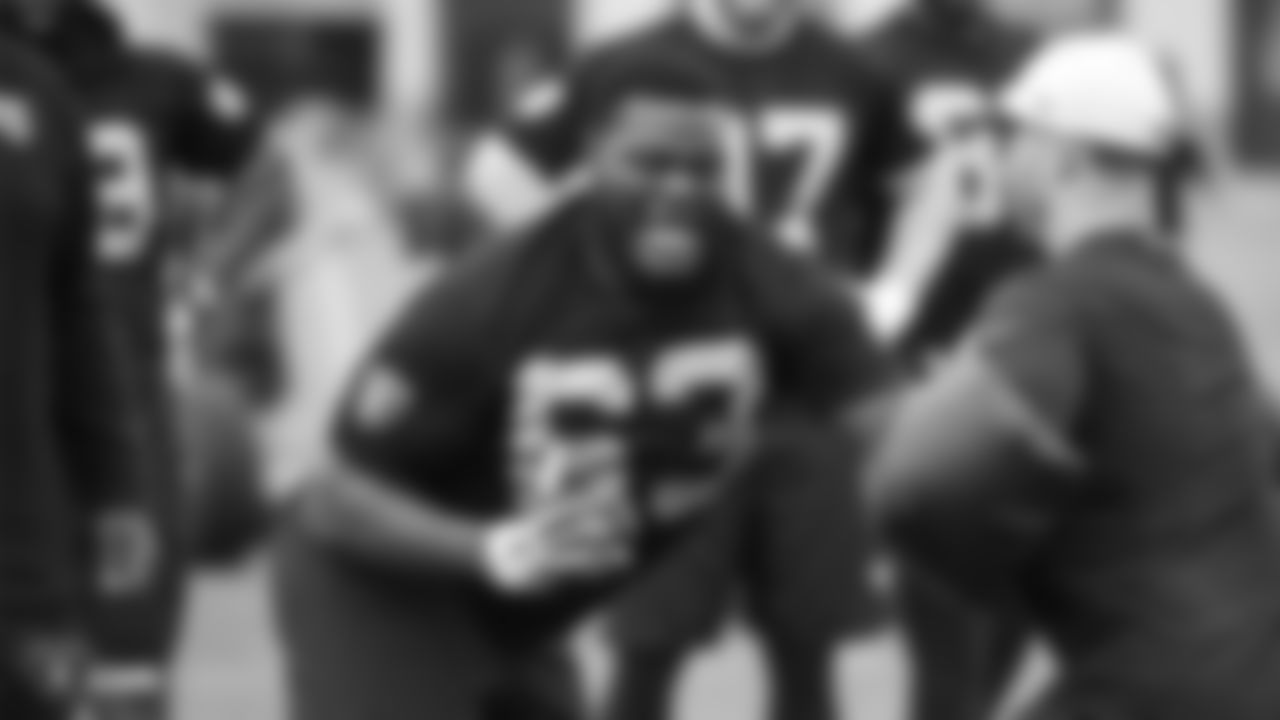 Raiders defensive tackle Ronald Ollie (63) at a workout during phase two of the offseason program at the Raiders Practice Facility in Alameda, Calif.