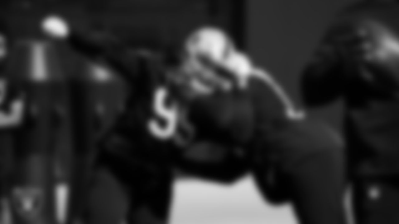 Las Vegas Raiders defensive end Kendal Vickers (95) during practice at Intermountain Healthcare Performance Center.