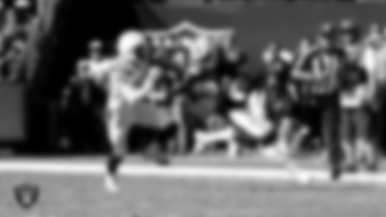 The Raiders during the regular season home game against the Los Angeles Chargers at Oakland-Alameda County Coliseum, Sunday, October 15, 2017, in Oakland, Calif.