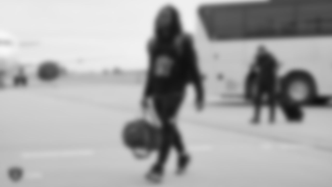 The Raiders depart for the game against the Los Angeles Chargers.