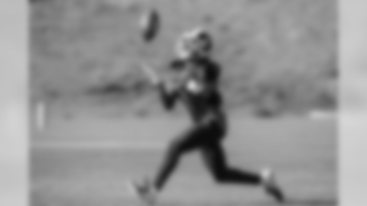Wide receiver (14) Nsimba Webster of the Los Angeles Rams practices, Thursday, December 12, 2019, in Thousand Oaks, CA. (Jeff Lewis/Rams)