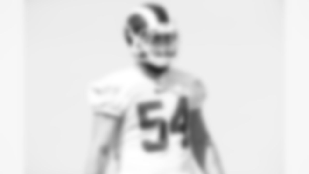 Linebacker (54) Bryce Hager of The Los Angeles Rams during practice at The University of California Irvine in Irvine, CA on 7/28/18. (Rams/Hiro Ueno)