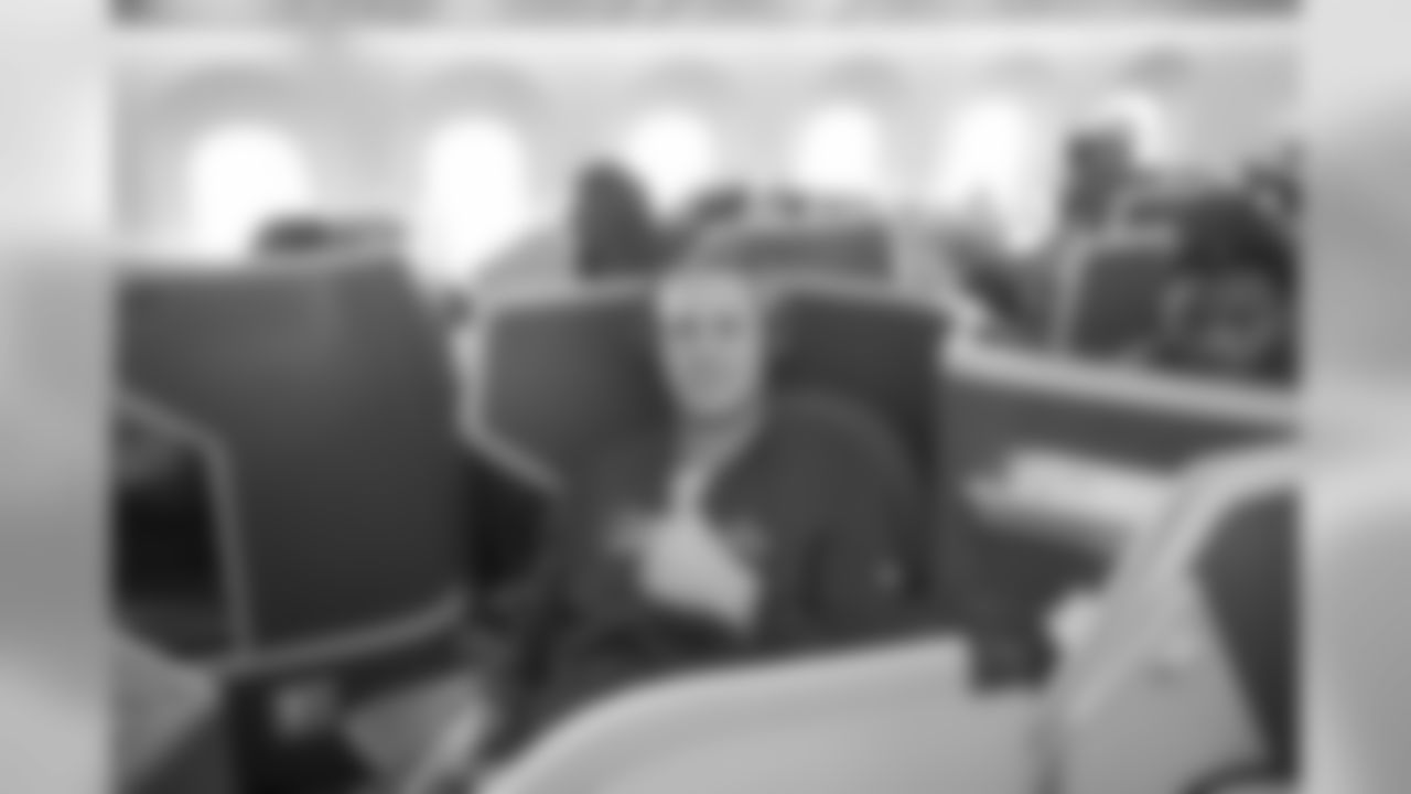 Quarterback (16) Jared Goff of the Los Angeles Rams sits on the plane flying to Atlanta for Super Bowl LIII, Sunday, January 27, 2019, in Los Angeles, CA. (Jeff Lewis/Rams)