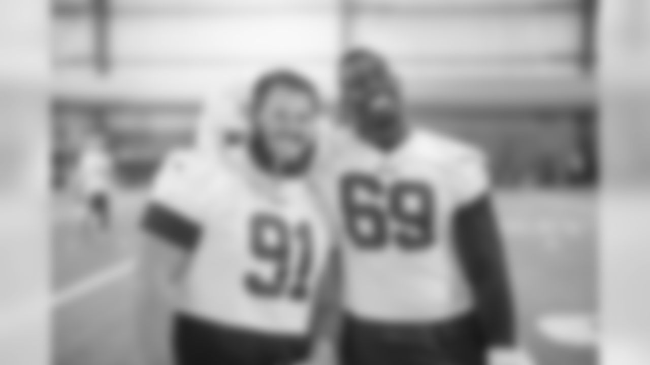Defensive tackle's (91) Greg Gaines and (69) Sebastian Joseph-Day of the Los Angeles Rams practice, Wednesday, October 23, 2019, at Georgia tech in Atlanta, GA. (Jeff Lewis/Rams)