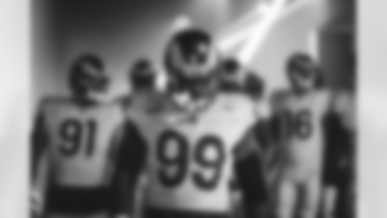 The Los Angeles Rams warmup to take on the Dallas Cowboys for Sunday Night football at SoFi Stadium.