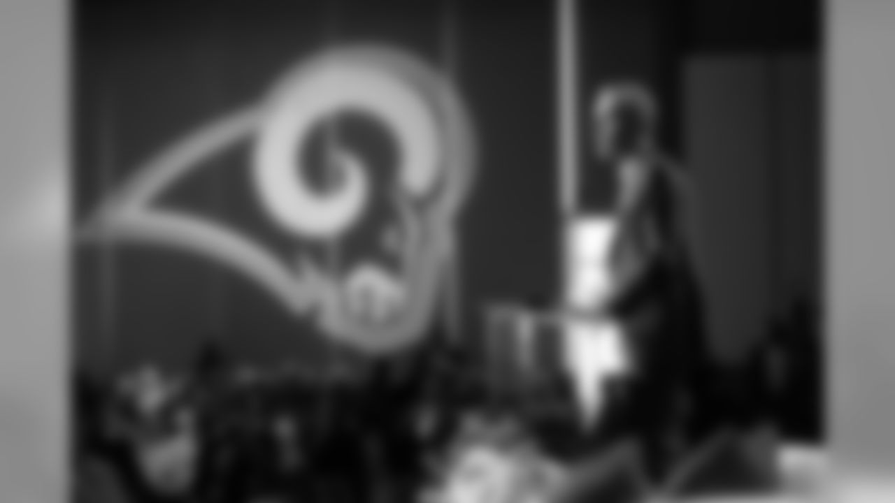 COO Kevin Demoff of the Los Angeles Rams speaks to guests at the Kickoff for Charity Luncheon, Wednesday, August 28, 2019, in Los Angeles, CA. (Will Navarro/Rams)