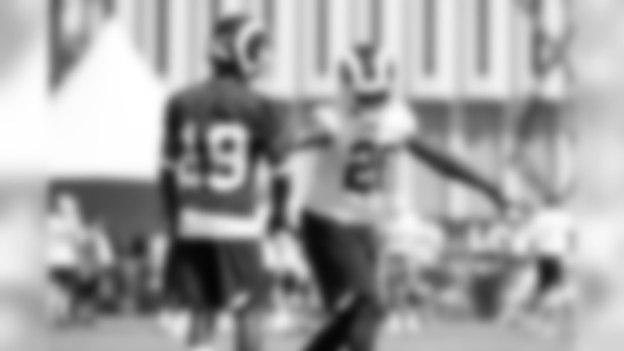 Wide Receiver (19) Jojo Natson and Safety (20) Lamarcus Joyner of The Los Angeles Rams during practice at The University of California Irvine in Irvine, CA on 7/28/18. (Rams/Hiro Ueno)