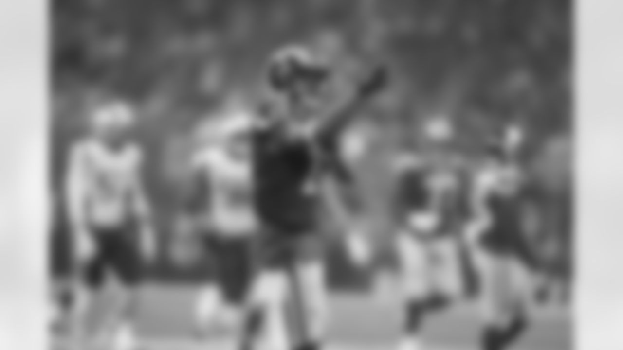 Wide receiver (17) Robert Woods of the Los Angeles Rams signals first down after a catch against the New England Patriots during the Rams 13-3 loss to the Patriots during the NFL's Super Bowl LIII championship football gam-, Sunday, February 3, 2019, in Atlanta, GA. (Jeff Lewis/Rams)