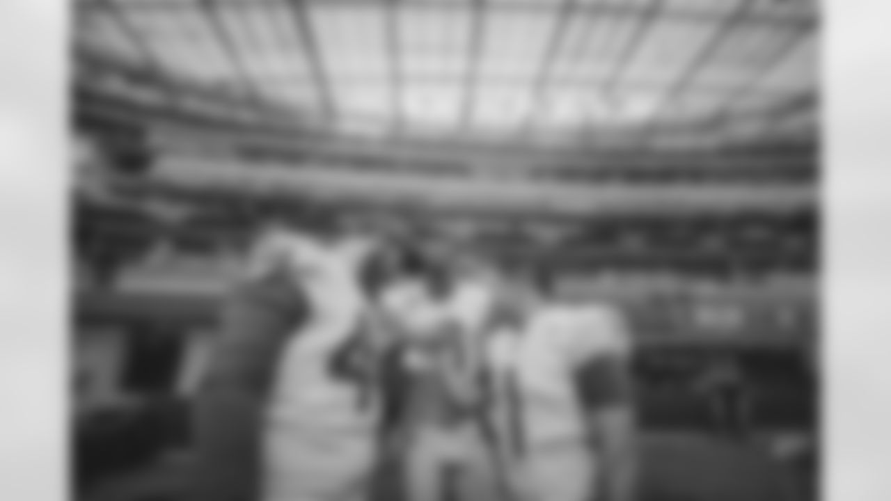 The Los Angeles Rams warmup to take on the Dallas Cowboys for Sunday Night football at SoFi Stadium.