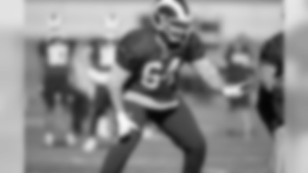 Guard (64) Jamil Demby of the Los Angeles Rams practices, Thursday, December 19, 2019, in Thousand Oaks, CA. (Jeff Lewis/Rams)