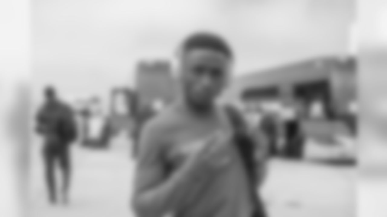 Wide Receiver (19) JoJo Natson of the Los Angeles Rams arrives at the airport and enters the plane to Oakland, Tuesday, August 6, 2019, in Los Angeles, CA. (Jeff Lewis/Rams)